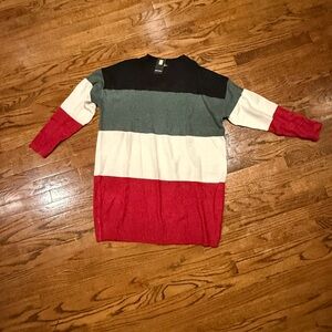 Colorblock Sweater - Red, Green, and White